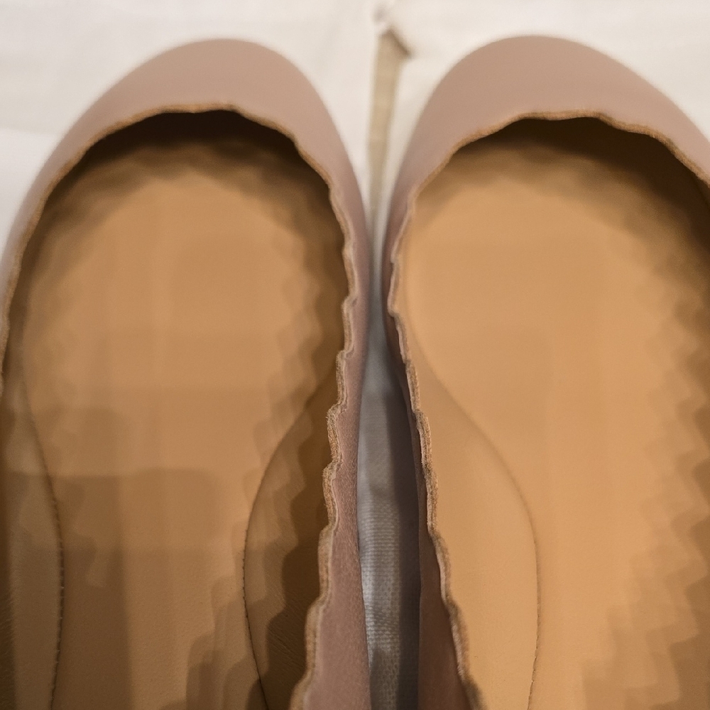 Chloe Pink Tea All Leather Scalloped Ballet Flats - Picture 13 of 15